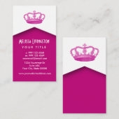 王冠の皇族のプリンセスまたは女王のテンプレートV9のピンク 名刺 (正面/裏面)