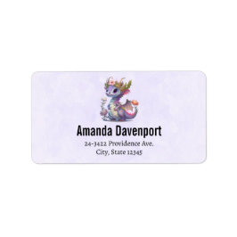 王冠の紫色のドラゴンエレガント ラベル