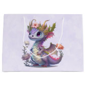 王冠の紫色のドラゴンエレガント ラージペーパーバッグ (正面)