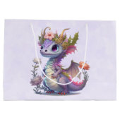 王冠の紫色のドラゴンエレガント ラージペーパーバッグ (裏面)