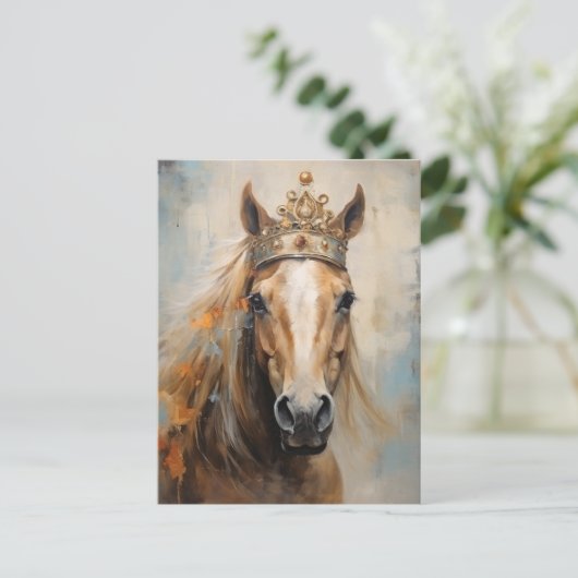王冠の美しいおとぎ話の馬 ポストカード (スタンド正面)