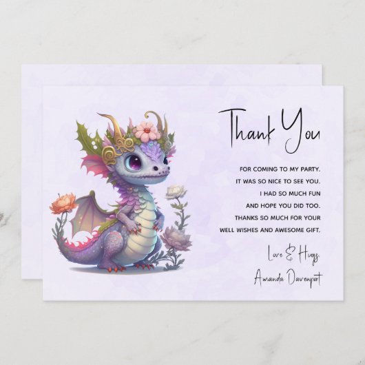 王冠の美しいエレガント竜 サンキューカード (正面/裏面)