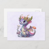 王冠の美しいエレガント竜 ポストカード (正面/裏面)