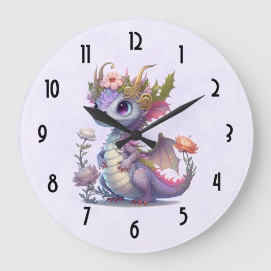 王冠の美しいエレガント竜 ラージ壁時計 (正面)