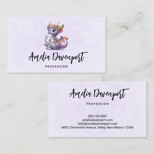 王冠の美しいエレガント竜 名刺 (正面/裏面)