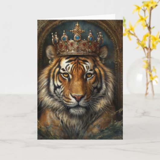 王冠の美しい虎のすべての行事 カード (黄色い花)