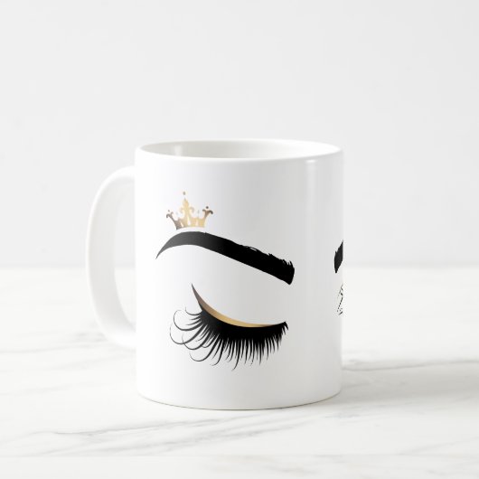 王冠の美しい長いまつげの目を輝かす コーヒーマグカップ (正面左)