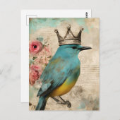 王冠の美しい青い鳥 ポストカード (正面/裏面)