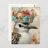 王冠の美しい青おもしろいい鳥 ポストカード (正面/裏面)