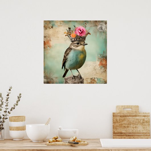 王冠の美しい鳥 ポスター (キッチン)