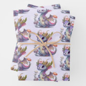 王冠の美しエレガントい竜パターン（の模様が）ある ラッピングペーパーシート (インサイチュ)