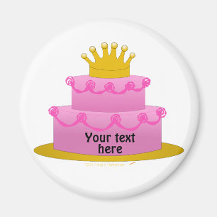 王冠の誕生日のピンクのケーキ マグネット