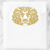 王冠の金のライオン – 刺繍の模倣 楕円形シール (バッグ)