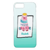 王冠をかぶったかわいい水色のクマパーソナライズされた Case-Mate iPhoneケース (裏面)