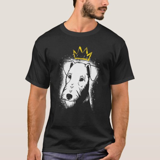 王冠をかぶったエアデールテリア Tシャツ (正面)