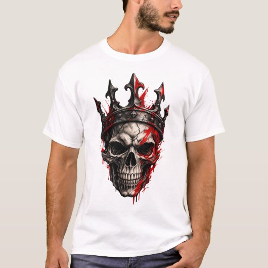 王冠をかぶったドクロ Tシャツ (正面)