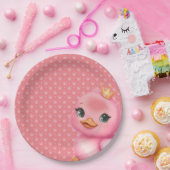 王冠をかぶったピンクのアヒル ペーパープレート (パーティー)