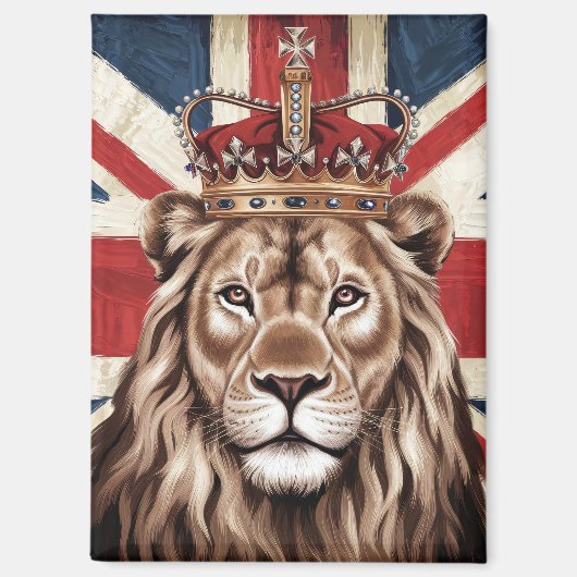 王冠をかぶったライオン イギリスの旗 マグネット (正面)