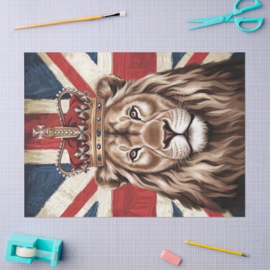 王冠をかぶったライオン、イギリス国旗の切り離し 薄葉紙 (クラフト)