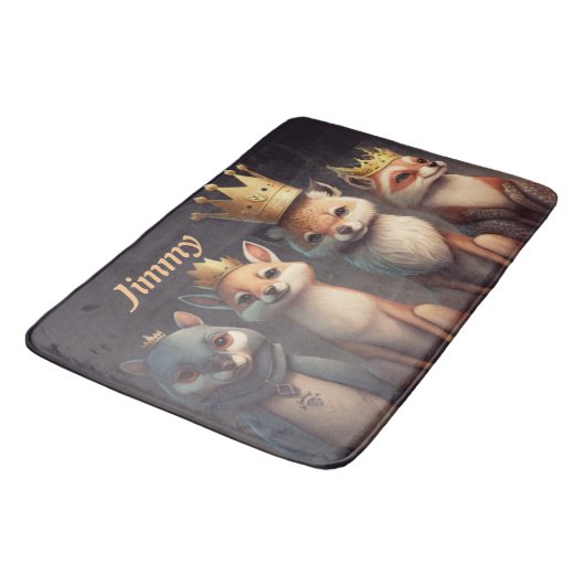 王冠をかぶった可愛い野生動物 バスマット (アングル)