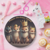 王冠をかぶった可愛い野生動物 ペーパープレート (パーティー)