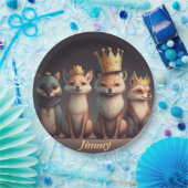 王冠をかぶった可愛い野生動物 ペーパープレート (パーティー)