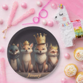 王冠をかぶった可愛い野生動物 ペーパープレート (パーティー)