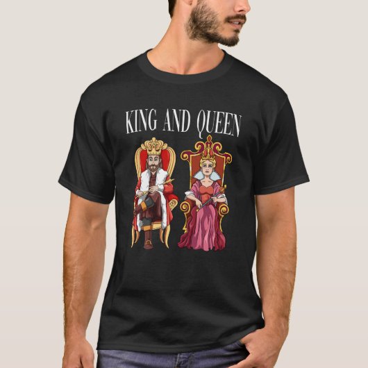 王冠をかぶった女王と王の王座 Tシャツ (正面)