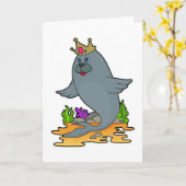 王冠を戴いたキングシール カード (黄色い花)