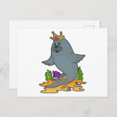 王冠を戴いたキングシール ポストカード (正面/裏面)