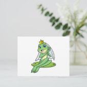 王冠を戴いた花嫁としてのカエルが登場する結婚式 ポストカード (スタンド正面)