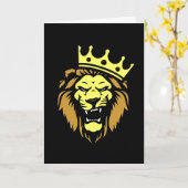 王冠を戴く燃え上がるライオン カード (黄色い花)