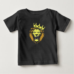 王冠を持つ轟音を立てるライオン ベビーTシャツ