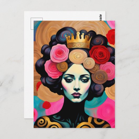 王冠を持つ金ゴールド ポストカード (正面/裏面)