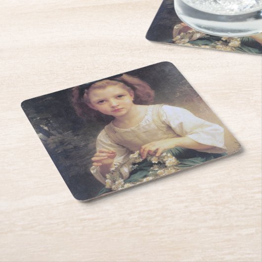 王冠を組む子どもたち、ブーゲロー スクエアペーパーコースター (アングル)