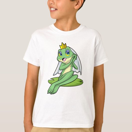 王冠を被ったウェディングでの花嫁としてのカエル Tシャツ (正面)
