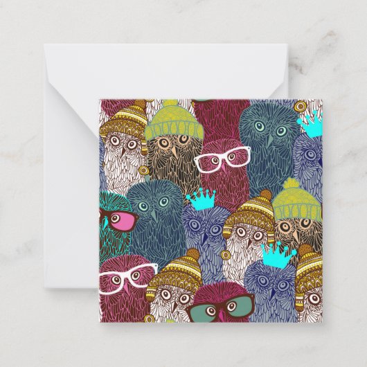 王冠を被ったフクロウ ノートカード (正面)