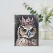 王冠を被った美しいフクロウ ポストカード (スタンド正面)