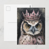王冠を被った美しいフクロウ ポストカード (正面/裏面)