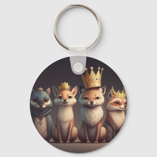 王冠を被った野生動物たち キーホルダー (正面)