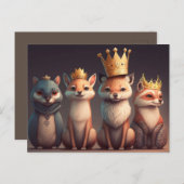 王冠を被った野生動物たち ポストカード (正面/裏面)