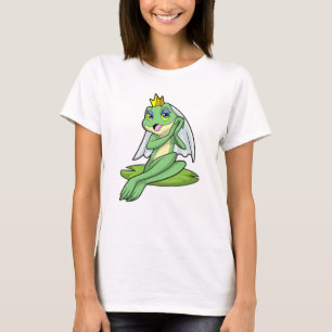 王冠を載せたウエディングドレスのフクロウの花嫁 Tシャツ