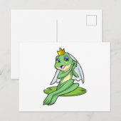 王冠を載せたウエディングドレスのフクロガエル ポストカード (正面/裏面)