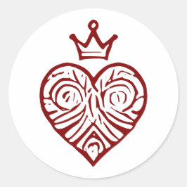 王冠を飾った芸術的なデザインの気高いハート ラウンドシール