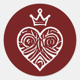 王冠を飾った芸術的なデザインの気高いハート ラウンドシール