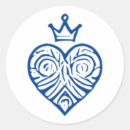 王冠を飾った芸術的なデザインの気高いハート ラウンドシール