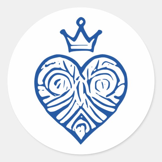 王冠を飾った芸術的なデザインの気高いハート ラウンドシール (正面)