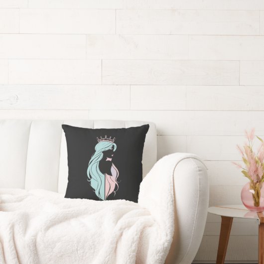 「王冠エレガント付きクイーン」パステルデザイン クッション (ソファ)