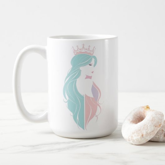 「王冠エレガント付きクイーン」パステルデザイン コーヒーマグカップ (ドーナツ)