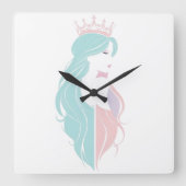 「王冠エレガント付きクイーン」パステルデザイン スクエア壁時計 (正面)